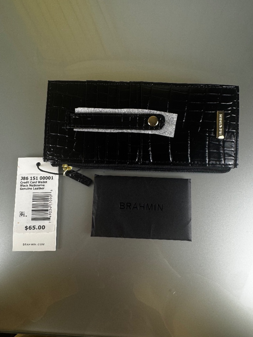 Brahmin JB6 Credit Card Wallet Black Melbourne Geniune Leather NWT - Picture 2 of 2